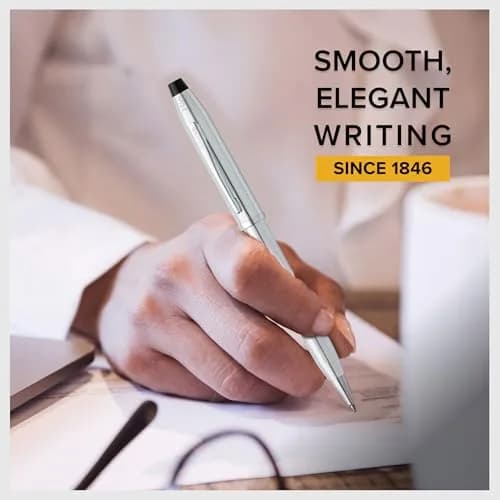 Cross Century II Lustrous Chrome Ballpoint Pen | Medium Point, Black Ink | Refillable, Elegant Design thumbnail 3