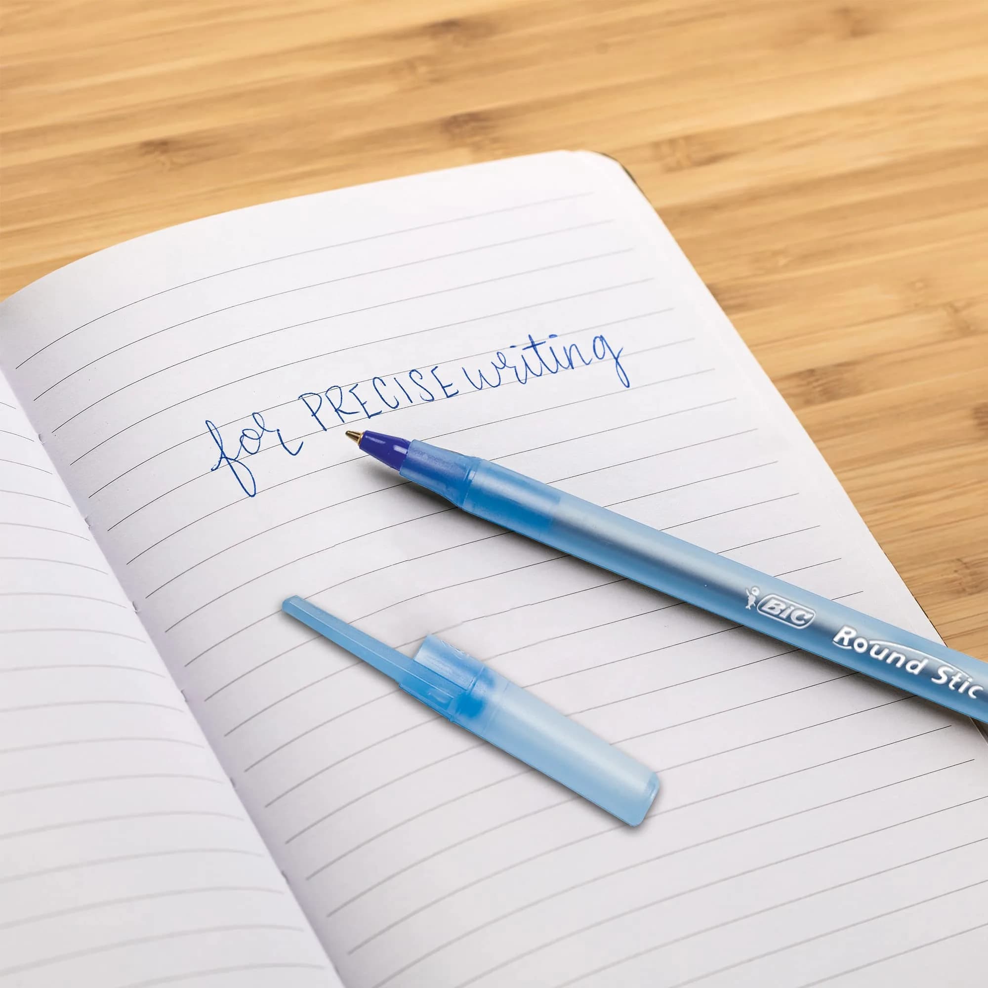 BIC Round Stic Xtra Precision Ballpoint Pen, Fine Point (0.8mm), Blue, 12-Count | Writes the First Time, Every Time - view 4