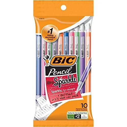 BIC Xtra Sparkle Mechanical Pencil 0.7 mm | Colorful Barrel, Medium Point, 10 Count thumbnail 1