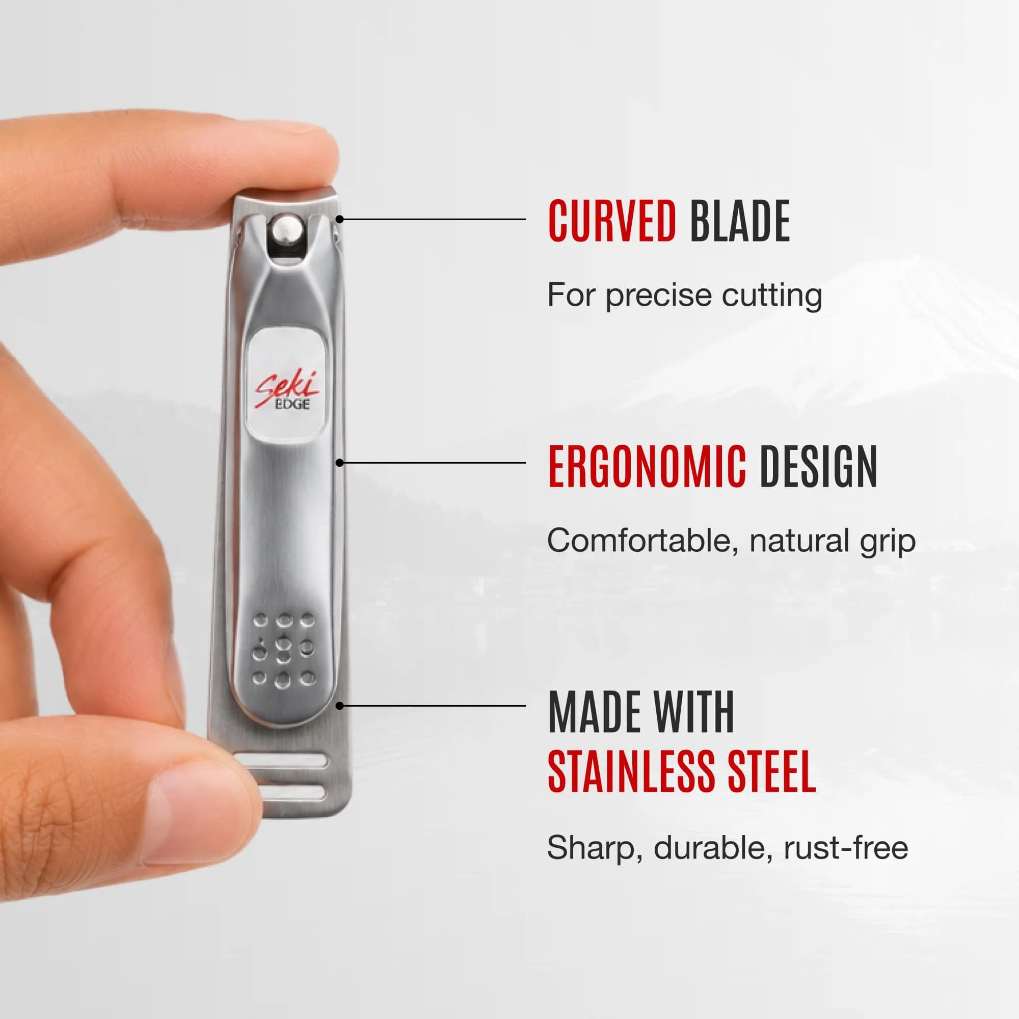 Seki Edge Stainless Steel Fingernail Clippers SS-106 | Curved Blade, Ergonomic Grip - view 2