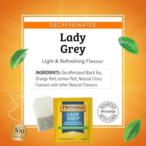 Twinings Decaffeinated Lady Grey Black Tea 120 Teabags | Orange & Lemon Peel, Enjoy Hot or Iced thumbnail 4