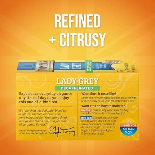 Twinings Decaffeinated Lady Grey Black Tea 120 Teabags | Orange & Lemon Peel, Enjoy Hot or Iced thumbnail 2