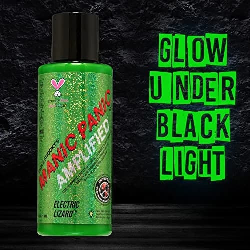 MANIC PANIC Electric Lizard Green Hair Color - Amplified - 118ml (4 Fl Oz) | Neon Green Hair Dye That Glows Under Blacklight thumbnail 2