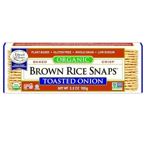 Edward & Sons Organic Toasted Onion Brown Rice Snaps - 3.5 Oz (Pack of 12) | Oven Baked, Whole Grain, Gluten Free thumbnail 1
