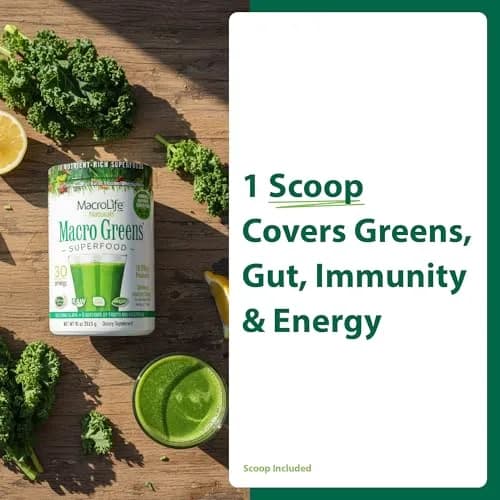 MacroLife Naturals Macro Greens Superfood Powder, 30 Servings (10oz) | Organic, Vegan, Antioxidant Support thumbnail 3