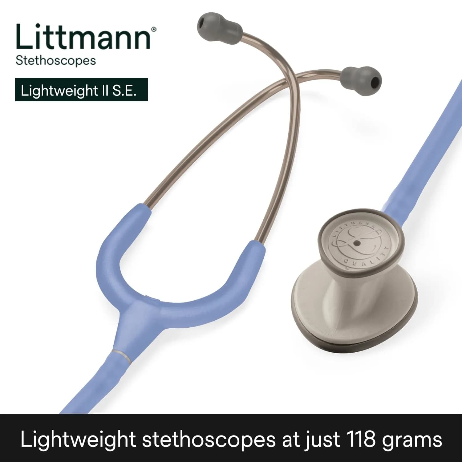 3M Littmann Lightweight II S.E. Stethoscope 2454, 71 cm (28") Ceil Blue Tube | Tunable Diaphragm & Dual-Sided Chestpiece - view 2