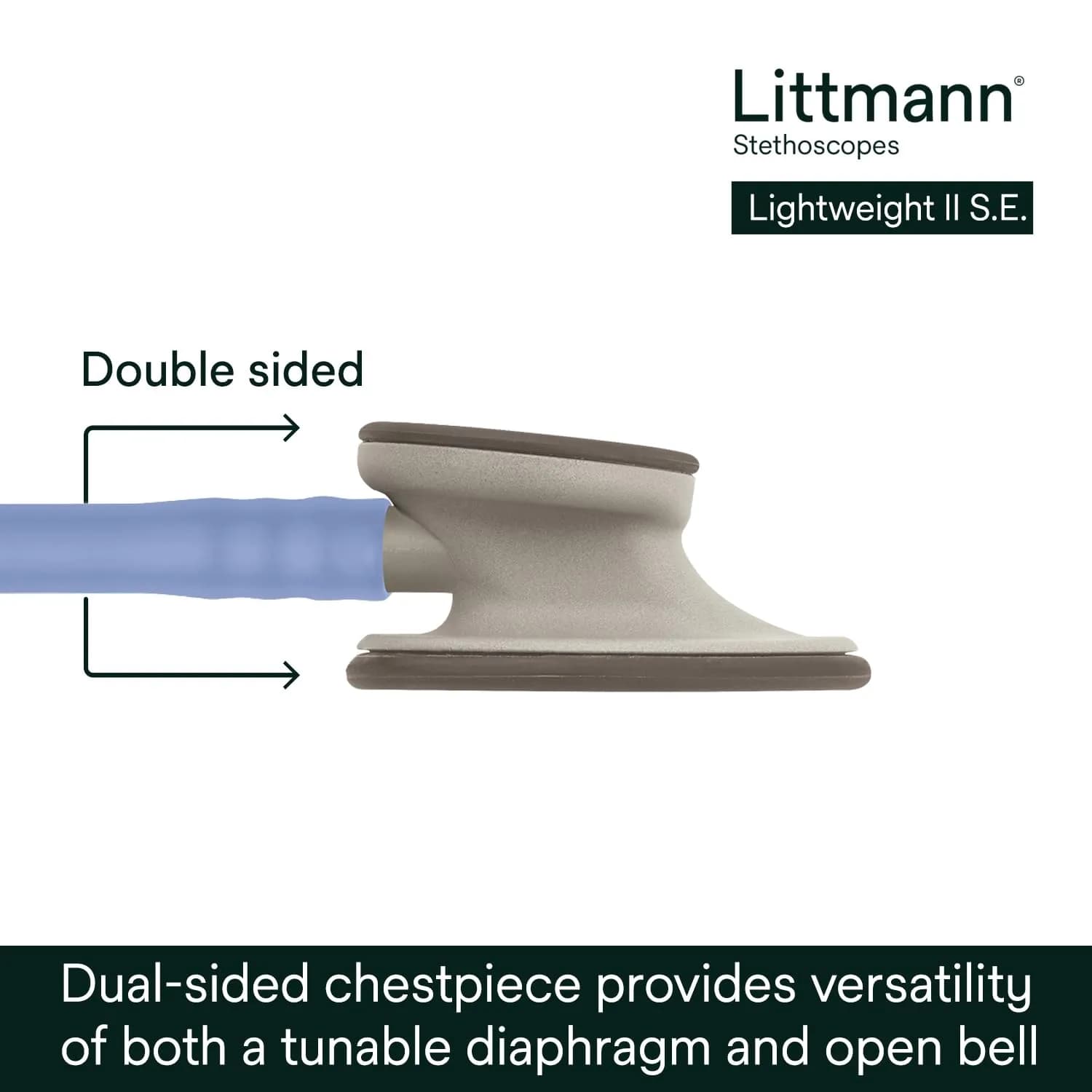 3M Littmann Lightweight II S.E. Stethoscope 2454, 71 cm (28") Ceil Blue Tube | Tunable Diaphragm & Dual-Sided Chestpiece - view 4