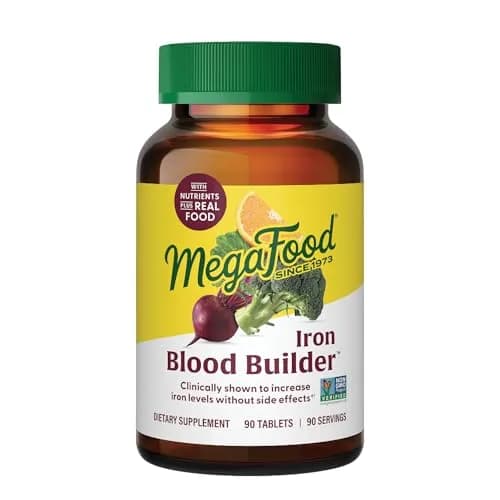 MegaFood Blood Builder Iron Supplement for Women & Men – 90 Tablets | Vegan, Non-GMO, Supports Energy & Red Blood Cell Production thumbnail 1
