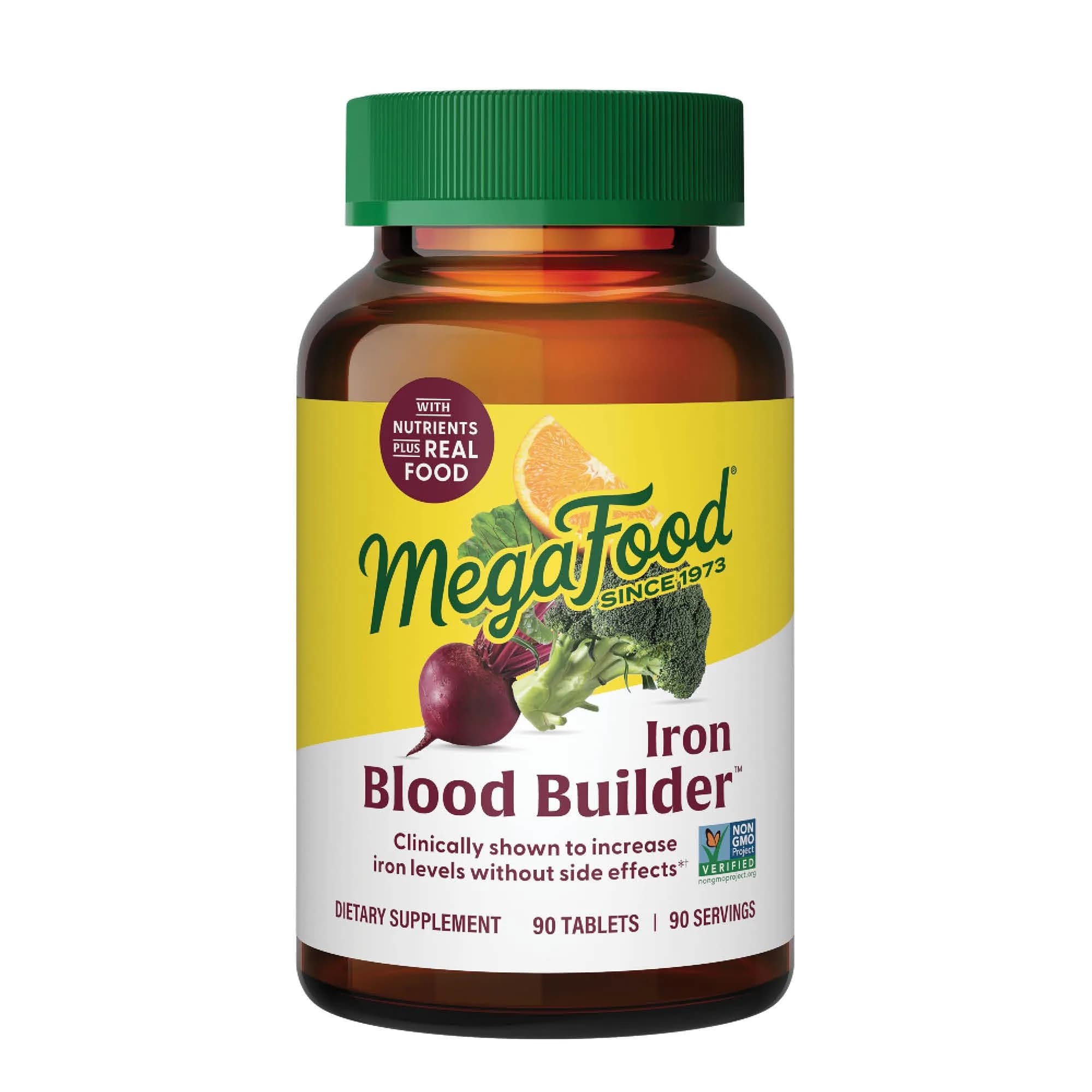 MegaFood Blood Builder Iron Supplement for Women & Men – 90 Tablets | Vegan, Non-GMO, Supports Energy & Red Blood Cell Production