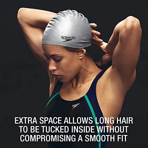Speedo Unisex-Adult Swim Cap Silicone Long Hair | Snug Fit & Extra Space for Long Hair thumbnail 4