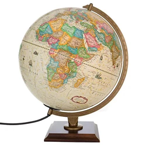 Replogle Globe 12in Illuminated Carlyle Small Globe Off-White | Handcrafted, Lighted Globe with Walnut Finish Base thumbnail 2