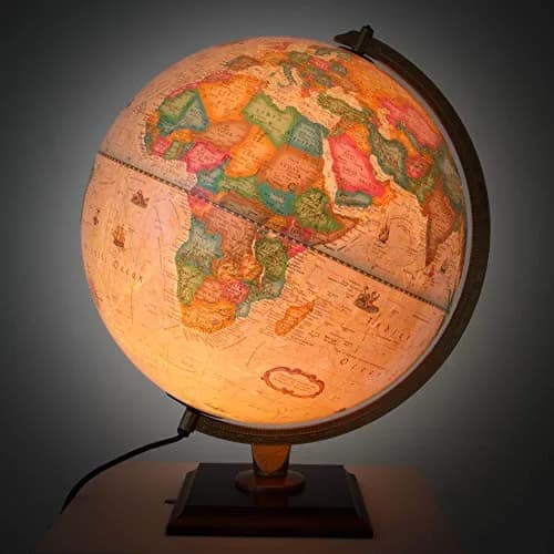 Replogle Globe 12in Illuminated Carlyle Small Globe Off-White | Handcrafted, Lighted Globe with Walnut Finish Base thumbnail 3