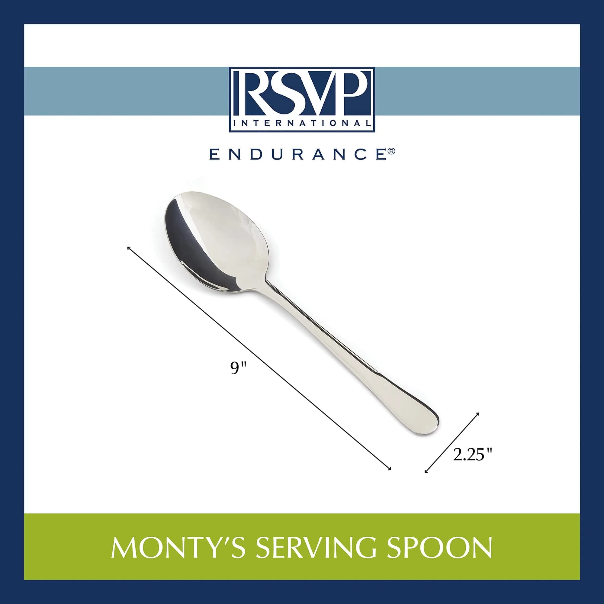RSVP International Endurance Serving Spoon 21.89 cm (9 inches) | Polished Stainless Steel for Serving & Blending - view 8