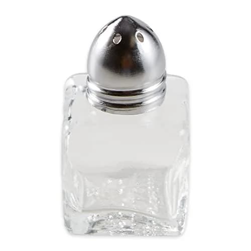 RSVP International Mini Glass Salt & Pepper Shaker Set with Holder, 12 Shakers, Chrome & Stainless Steel, 0.5 oz (15 ml) Capacity thumbnail 2
