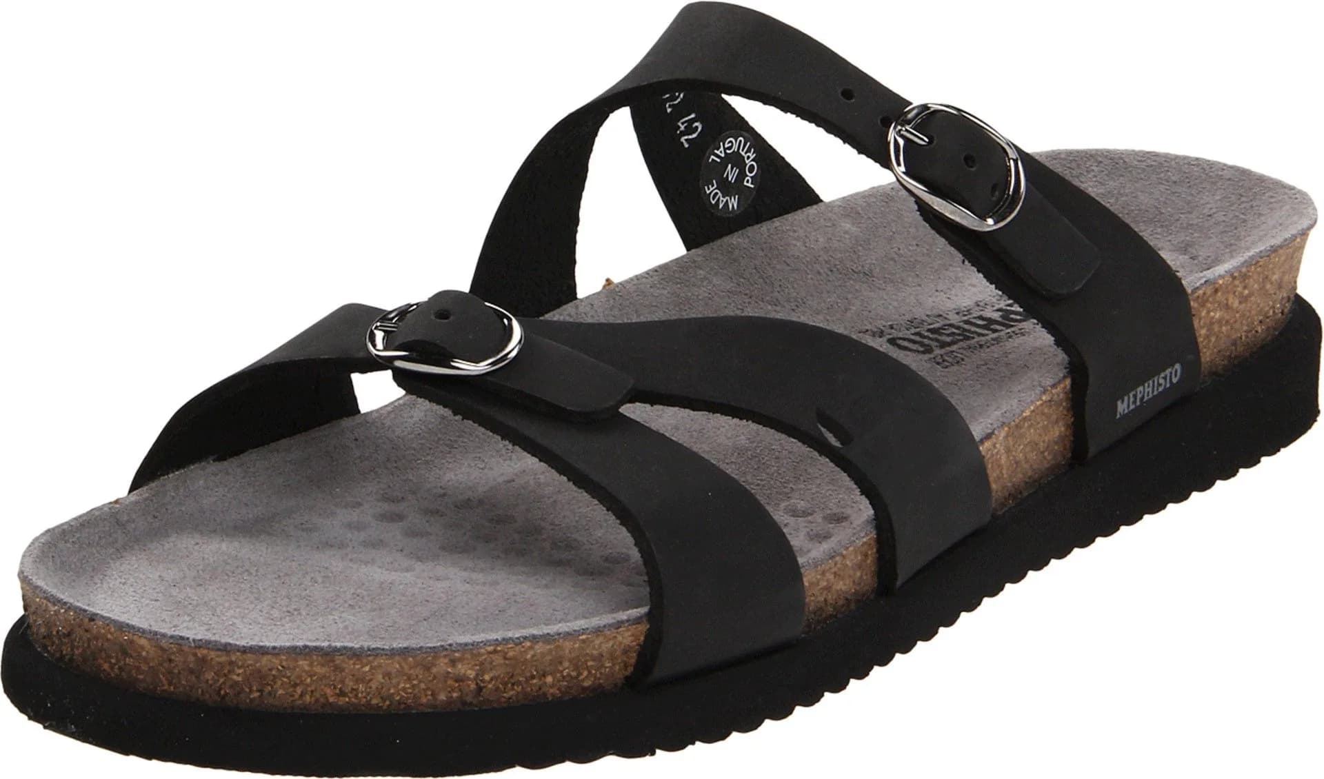 Mephisto Women's Hannel Sandals Black Nubuck 7 M US | Orthopedic Support & Adjustable Fit