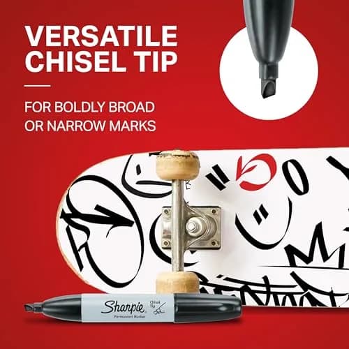Sharpie Permanent Markers, Large, Chisel Tip, Black, 4 Count | Versatile & Durable Marking Pen thumbnail 5