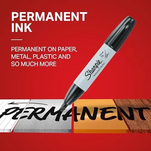 Sharpie Permanent Markers, Large, Chisel Tip, Black, 4 Count | Versatile & Durable Marking Pen thumbnail 3