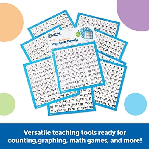 Learning Resources Laminated Hundred Boards, Set of 10 | Reusable Math Tools for Counting & Graphing in India thumbnail 2