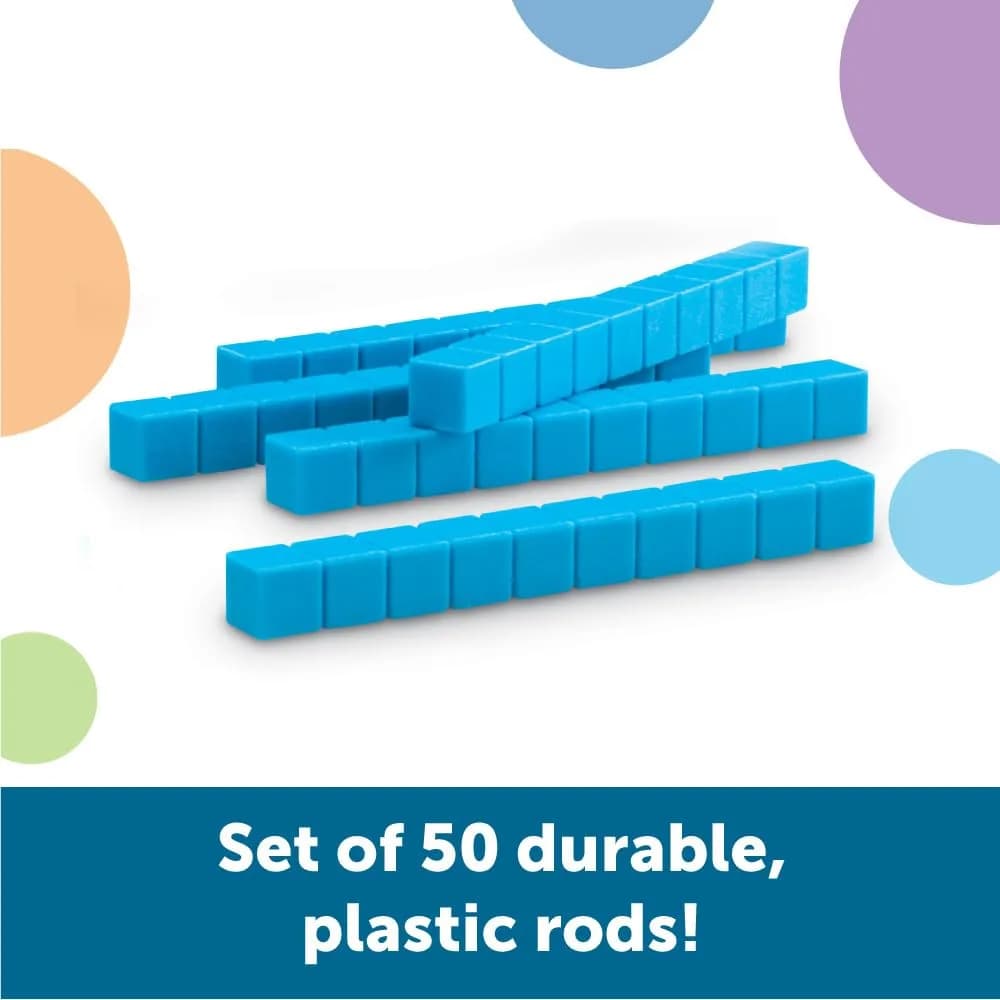 Learning Resources Plastic Base Ten Flats | Durable Math Manipulatives for Ages 6+ — Set / Base Ten Rods thumbnail 2