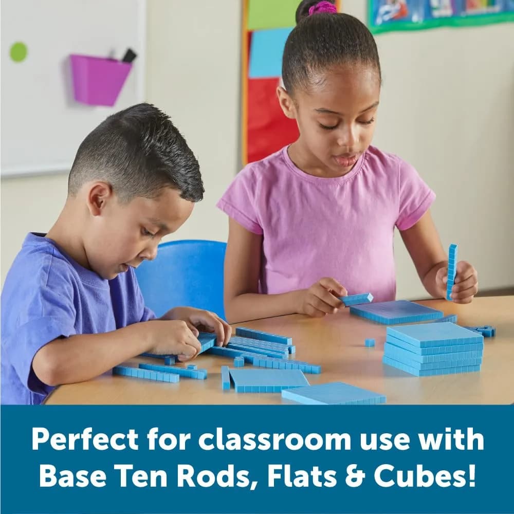Learning Resources Plastic Base Ten Flats | Durable Math Manipulatives for Ages 6+ — Set / Base Ten Rods thumbnail 3