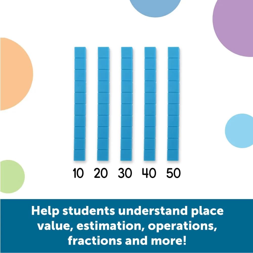 Learning Resources Plastic Base Ten Flats | Durable Math Manipulatives for Ages 6+ — Set / Base Ten Rods thumbnail 4