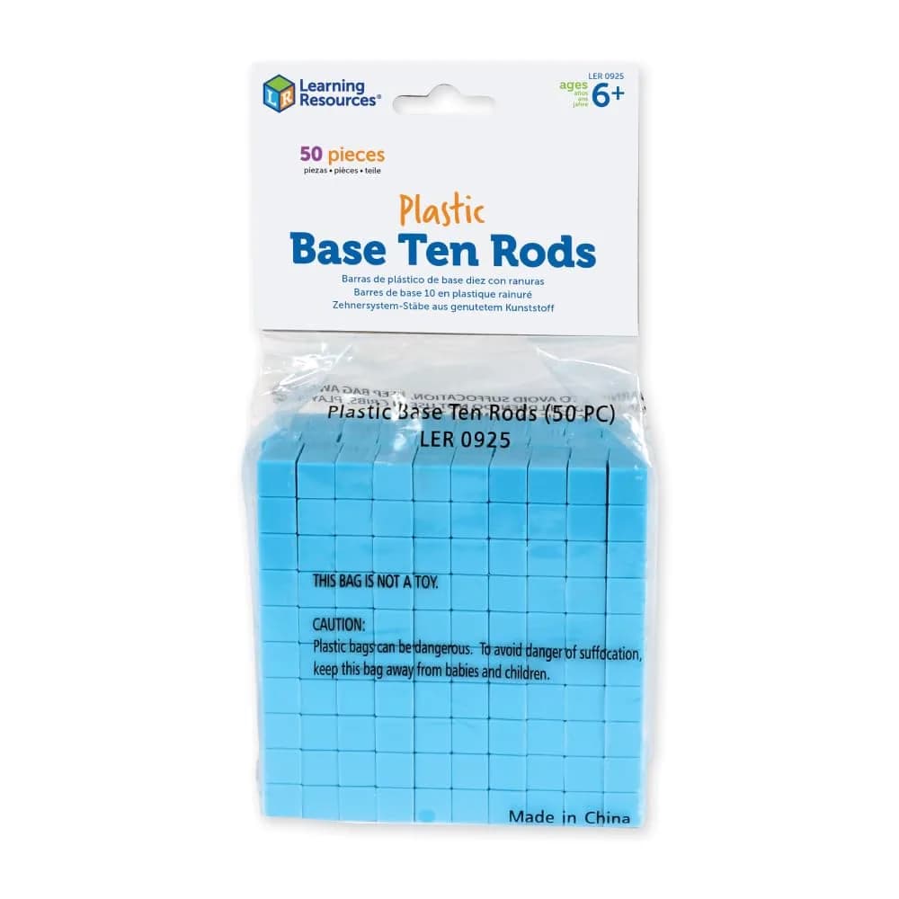 Learning Resources Plastic Base Ten Flats | Durable Math Manipulatives for Ages 6+ — Base Ten Rods