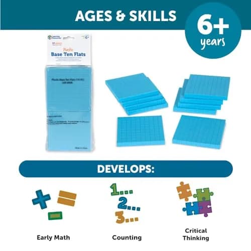 Learning Resources Plastic Base Ten Flats | Durable Math Manipulatives for Ages 6+ thumbnail 6