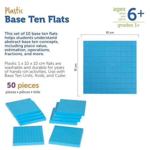 Learning Resources Plastic Base Ten Flats | Durable Math Manipulatives for Ages 6+ thumbnail 7