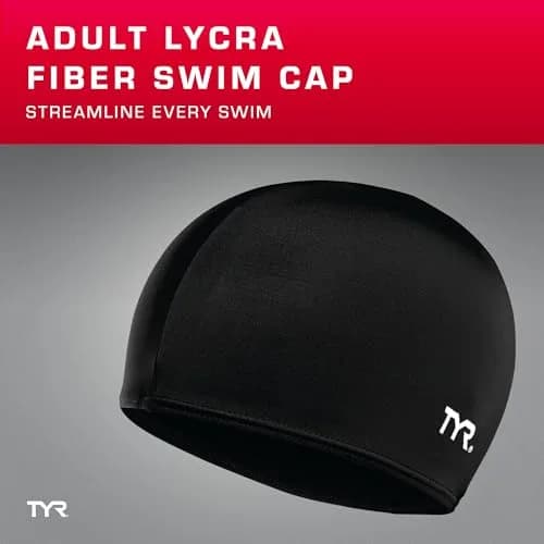 TYR Lycra Fiber Adult Swim Cap Navy | Reduces Drag, UPF 50+ Sun Protection, Gentle Fit thumbnail 2