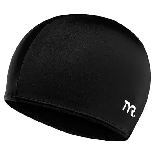 TYR Lycra Fiber Adult Swim Cap for Women and Men - Recreational and Training Cap with UPF 50+ Sun Protection (Black, One Size) thumbnail 1
