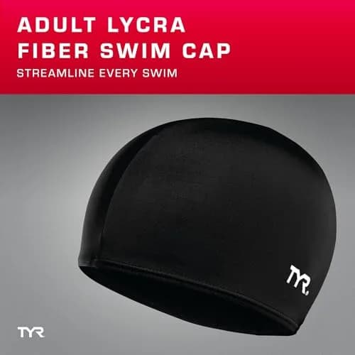 TYR Lycra Fiber Adult Swim Cap for Women and Men - Recreational and Training Cap with UPF 50+ Sun Protection (Black, One Size) thumbnail 2