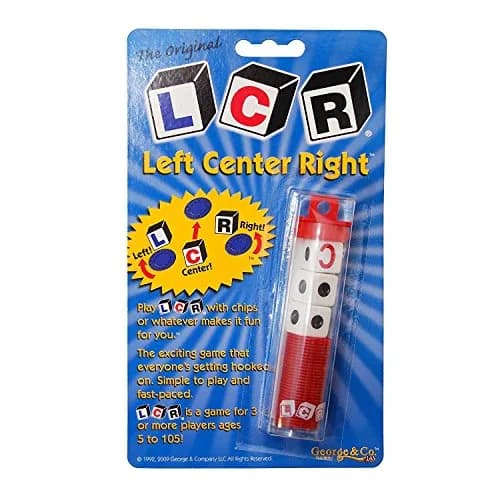 George and Company LLC LCR - Left Center Right Dice Game Tube, 20.32cm (8 inches) | Party Game for 3+ Players thumbnail 1