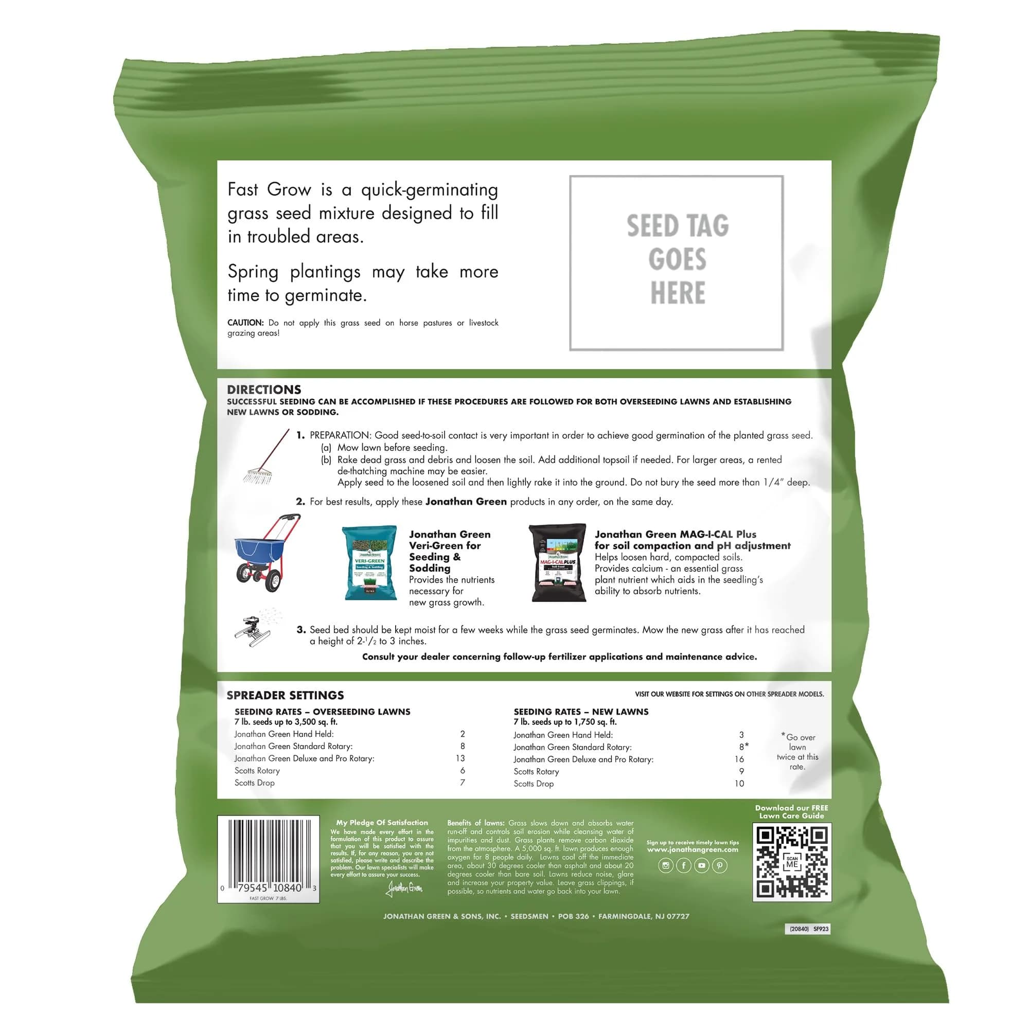 Jonathan Green Fast Grow Grass Seed Mixture 3.17 kg (7 lb) | Quick Turf for Cool Season Lawns - view 2