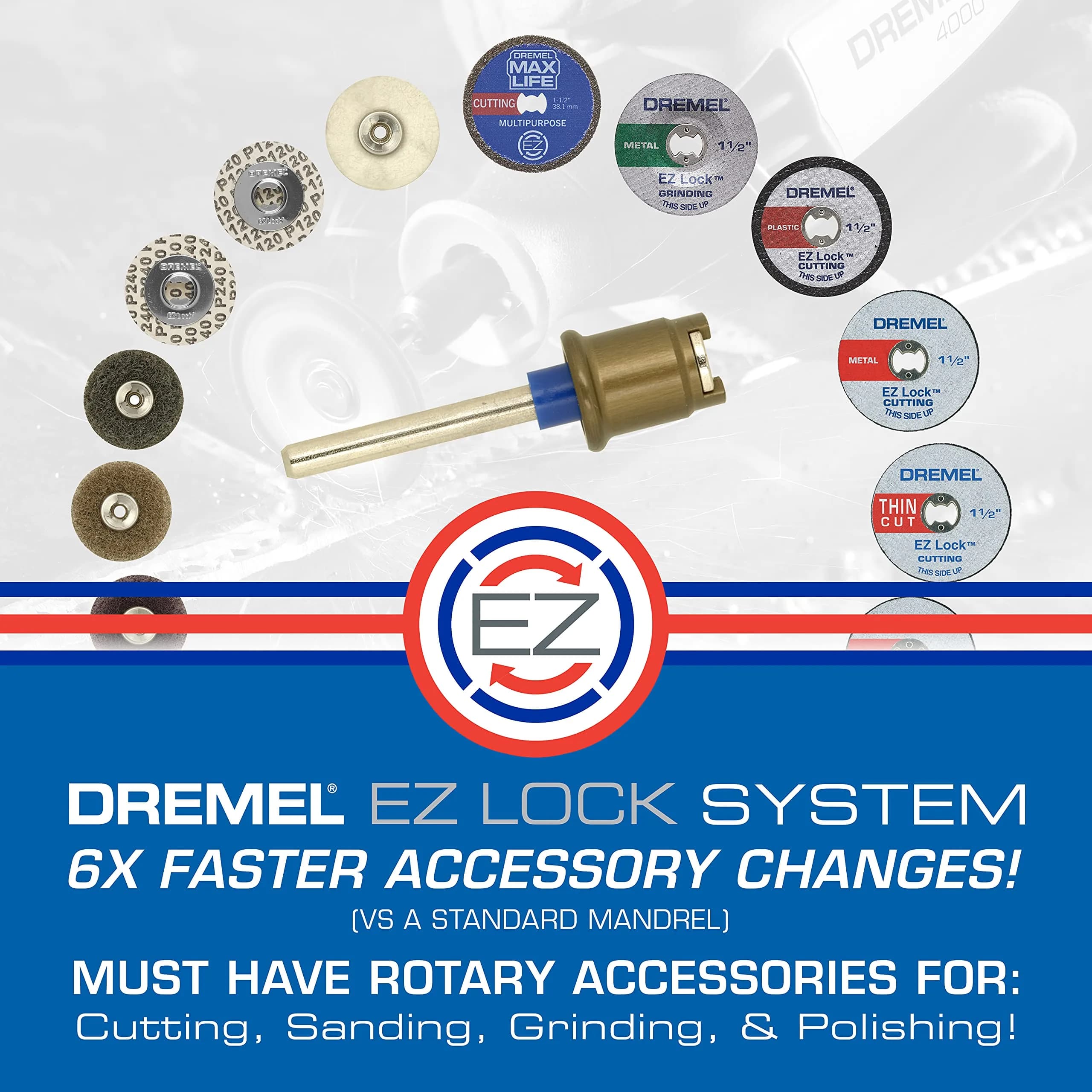Dremel EZ406-02 EZ Lock Starter Kit 38.1 mm (1.5 Inch) Cutting Wheels with Mandrel | Durable Fiberglass Reinforced Metal Cutting - view 4