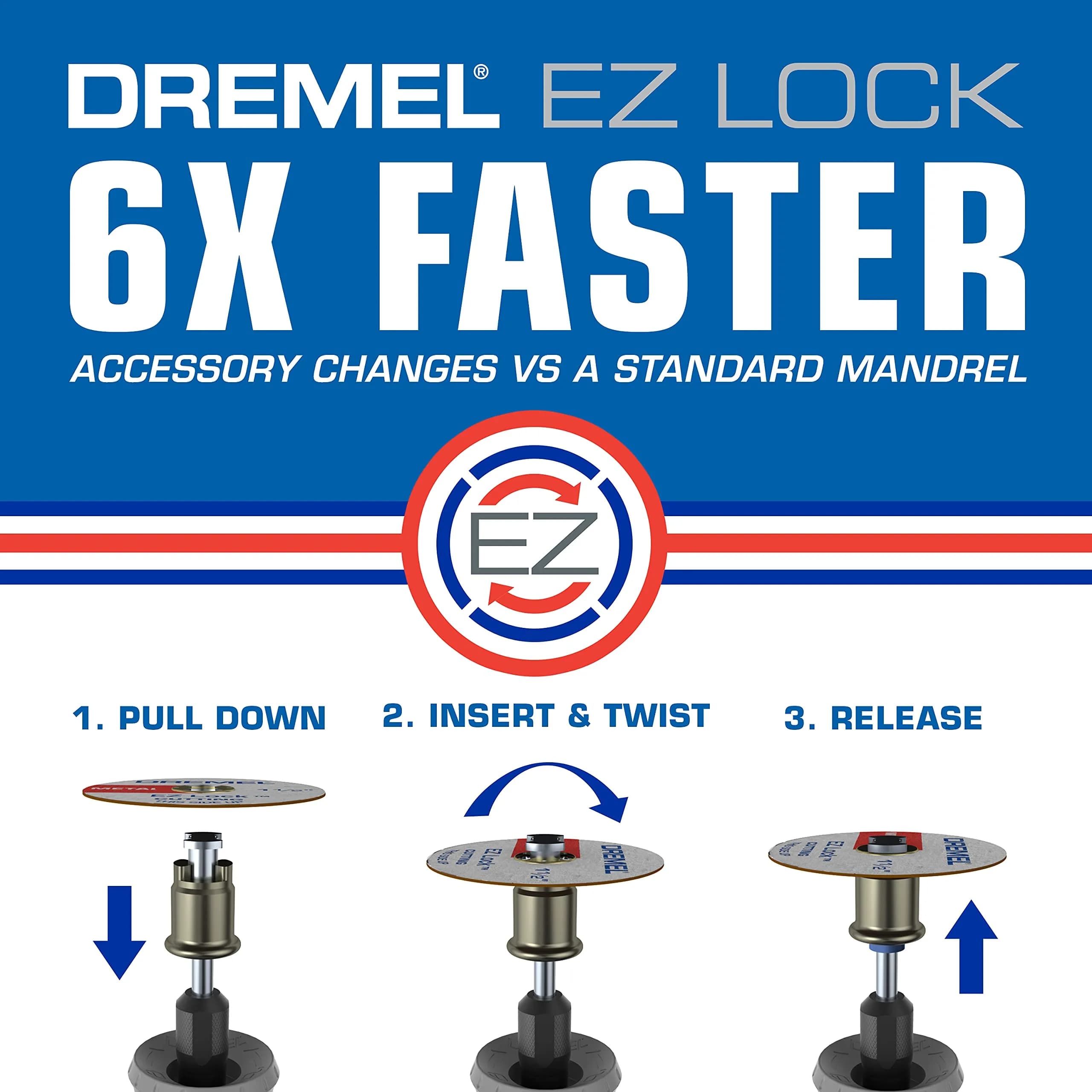 Dremel EZ406-02 EZ Lock Starter Kit 38.1 mm (1.5 Inch) Cutting Wheels with Mandrel | Durable Fiberglass Reinforced Metal Cutting - view 3