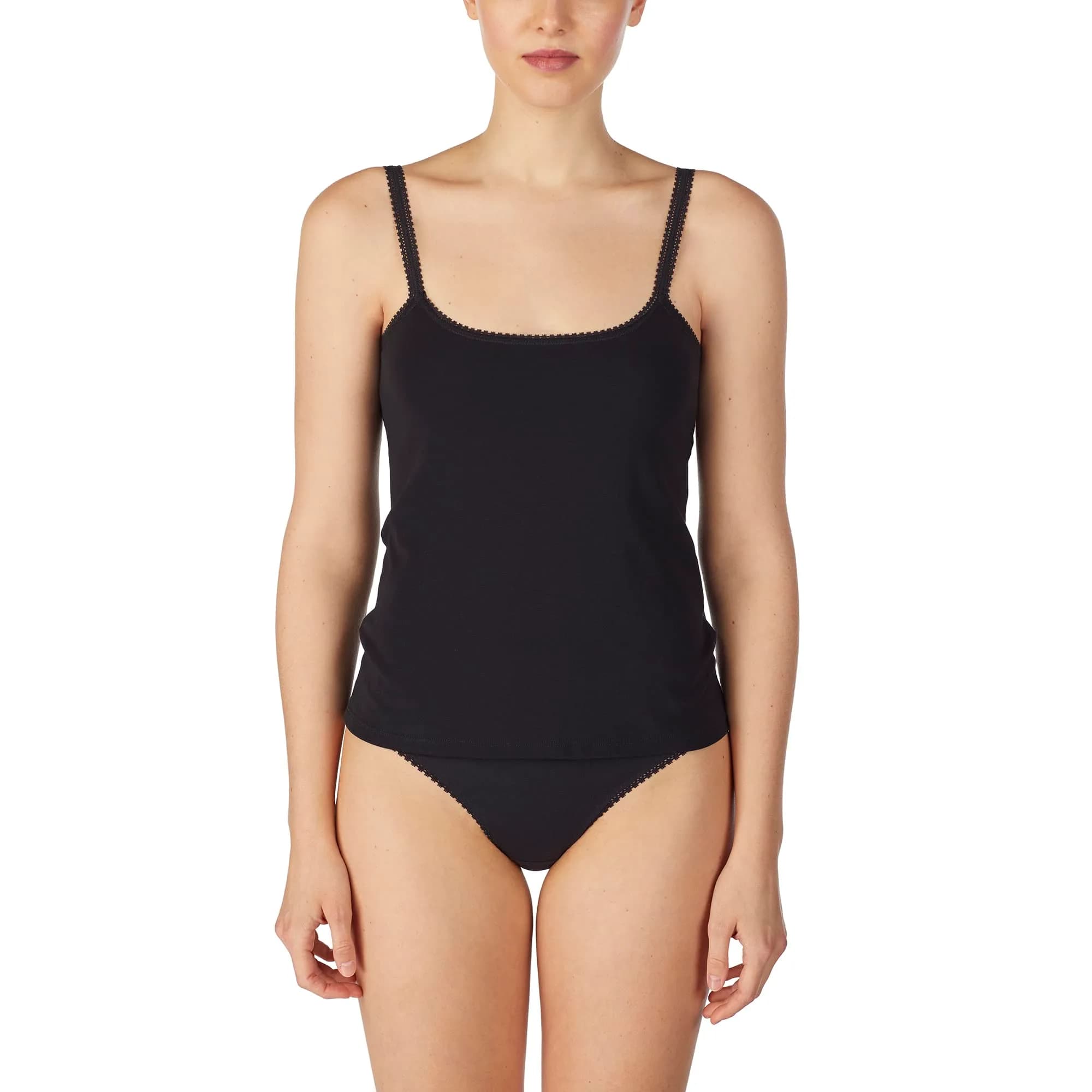 OnGossamer Womens Cabana Cotton Camisole Black Small | Reversible Cotton Layering Essential - main product image