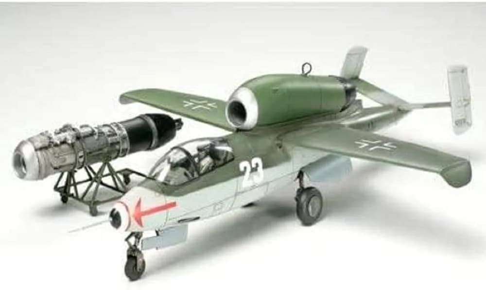 Tamiya Heinkel He 162A-2 Salamander Model Kit | 1/48 Scale Aircraft with Engine Replica — Multicolor