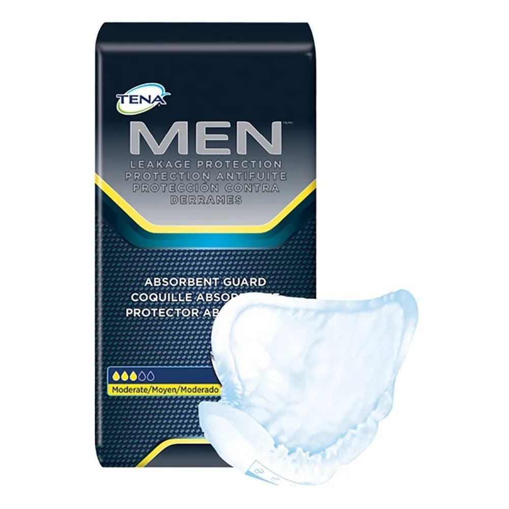 TENA Men Guards Moderate 80 Count (4 x 20 Count) | Discreet & Absorbent Incontinence Protection