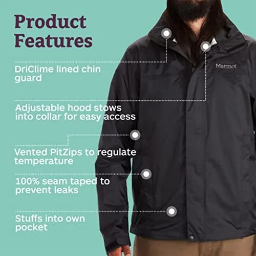 Marmot Men’s PreCip Jacket | Lightweight Waterproof Shell for Men in Small thumbnail 6