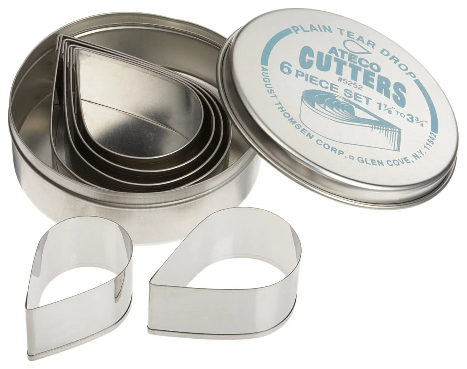 Ateco 9pc Plain Oval Cutter Set | Stainless Steel Bakeware for Cookies & Pastry (70-120 chars) — Tear Drop