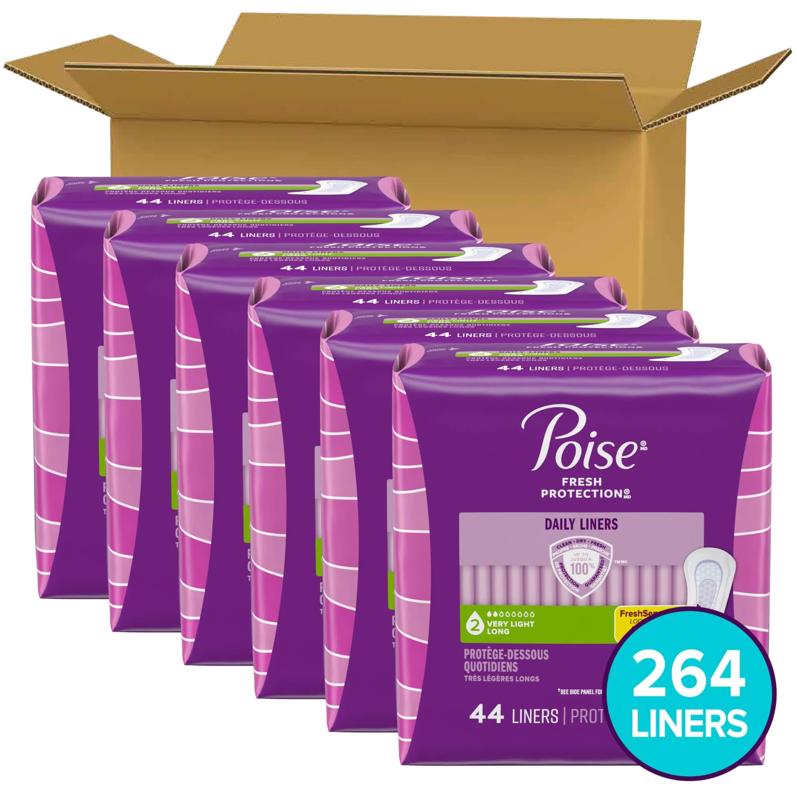 Poise Daily Liners Very Light Absorbency Long Length 264 Count | USA Imported Incontinence Protection - view 2