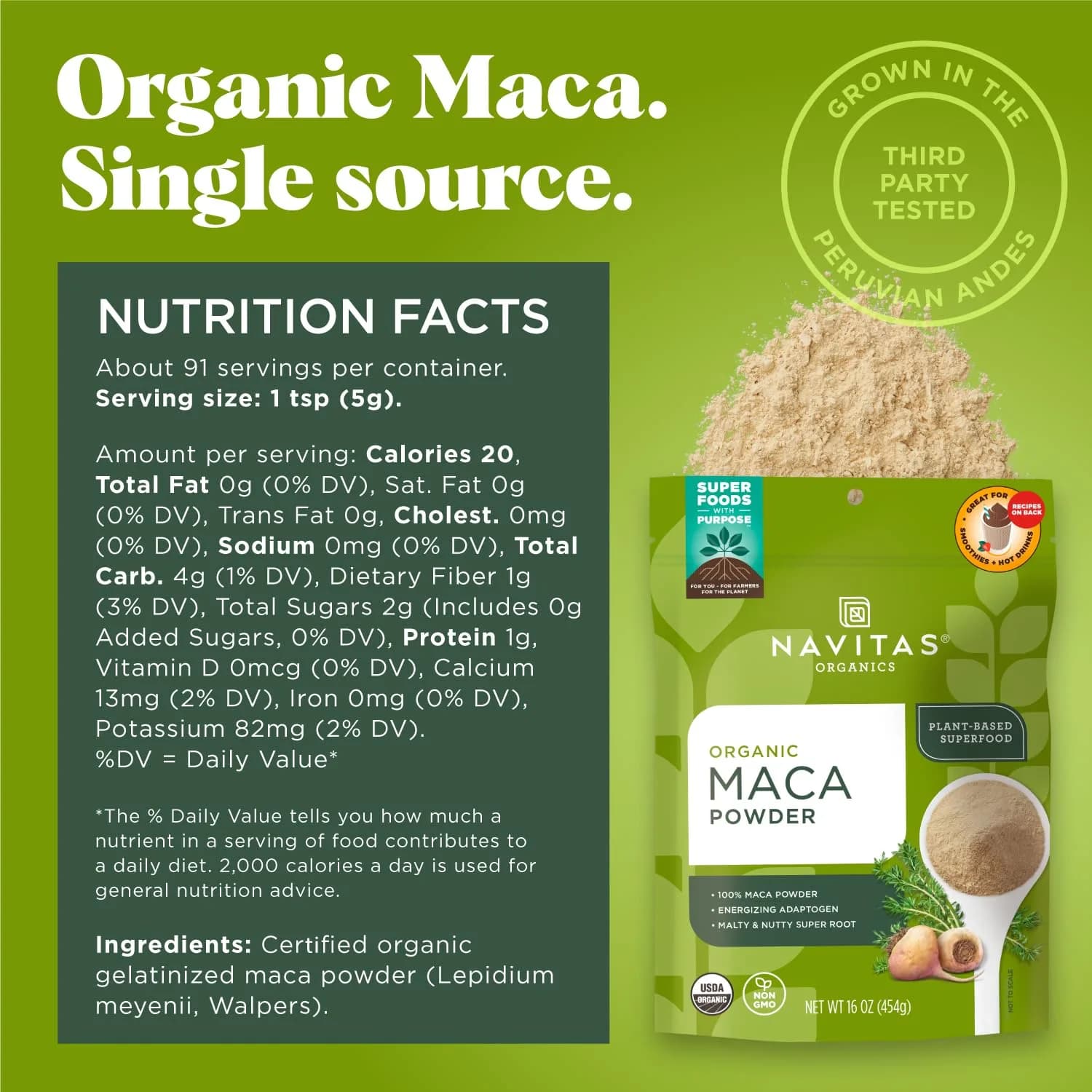 Navitas Organics Gelatinized Maca Powder 454g (16oz) | USDA Organic, Vegan, Gluten-Free Herbal Supplement - view 2