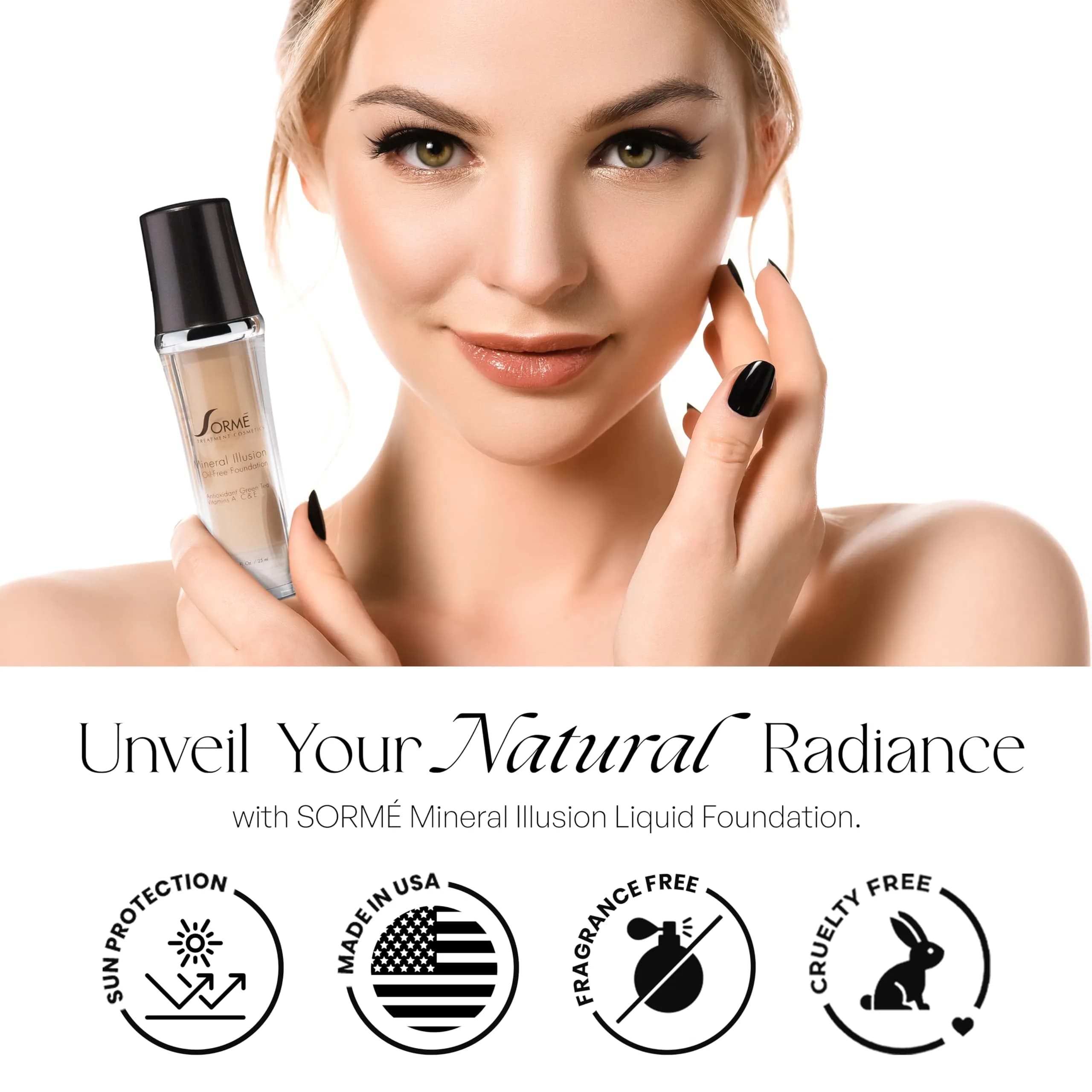 SORMÉ Mineral Illusion Liquid Foundation Honey 25ml (0.85 fl oz) | Hydrating Medium Coverage - view 3