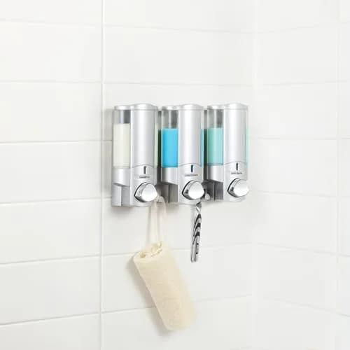 Better Living Aviva Wall Mount Shower Dispenser, 3 x 11 oz, Satin Silver | 3 Chamber, Waterproof ABS thumbnail 4