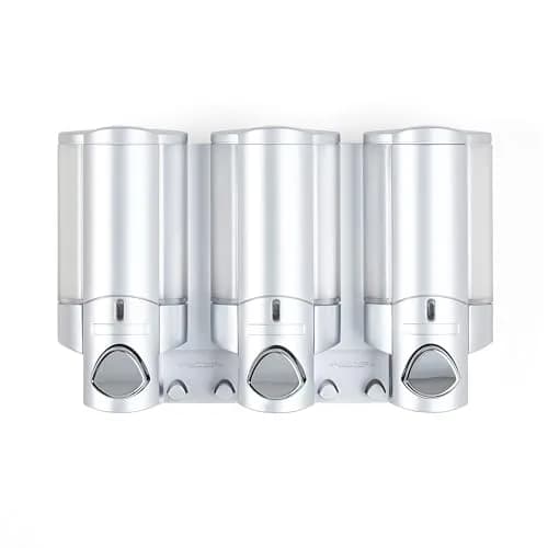 Better Living Aviva Wall Mount Shower Dispenser, 3 x 11 oz, Satin Silver | 3 Chamber, Waterproof ABS thumbnail 2