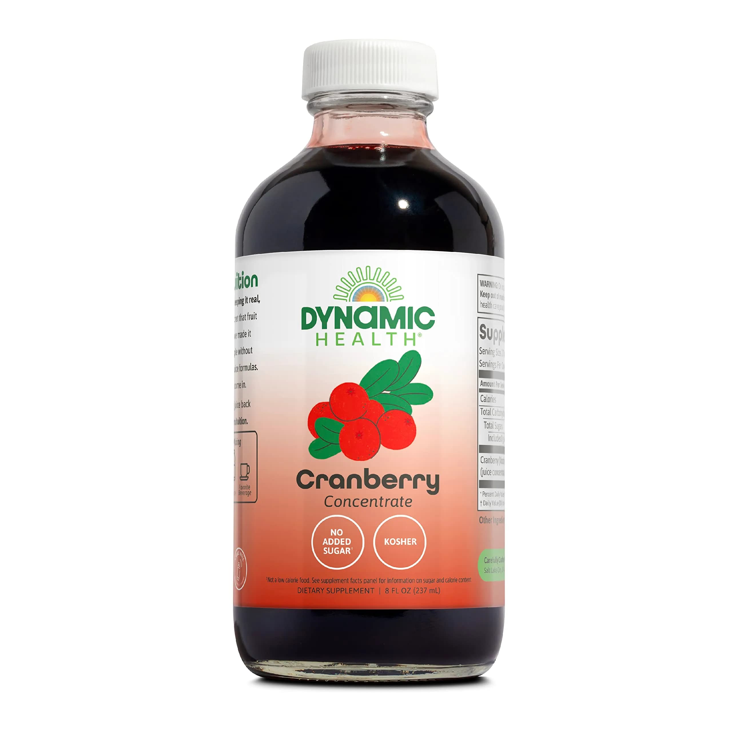 Dynamic Health 100% Cranberry Juice Concentrate, 8 fl oz | Antioxidant & Urinary Support, No Added Sugar