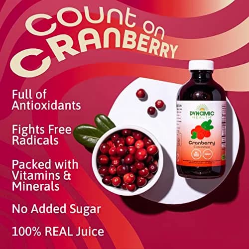 Dynamic Health 100% Cranberry Juice Concentrate, 8 fl oz | Antioxidant & Urinary Support, No Added Sugar thumbnail 3