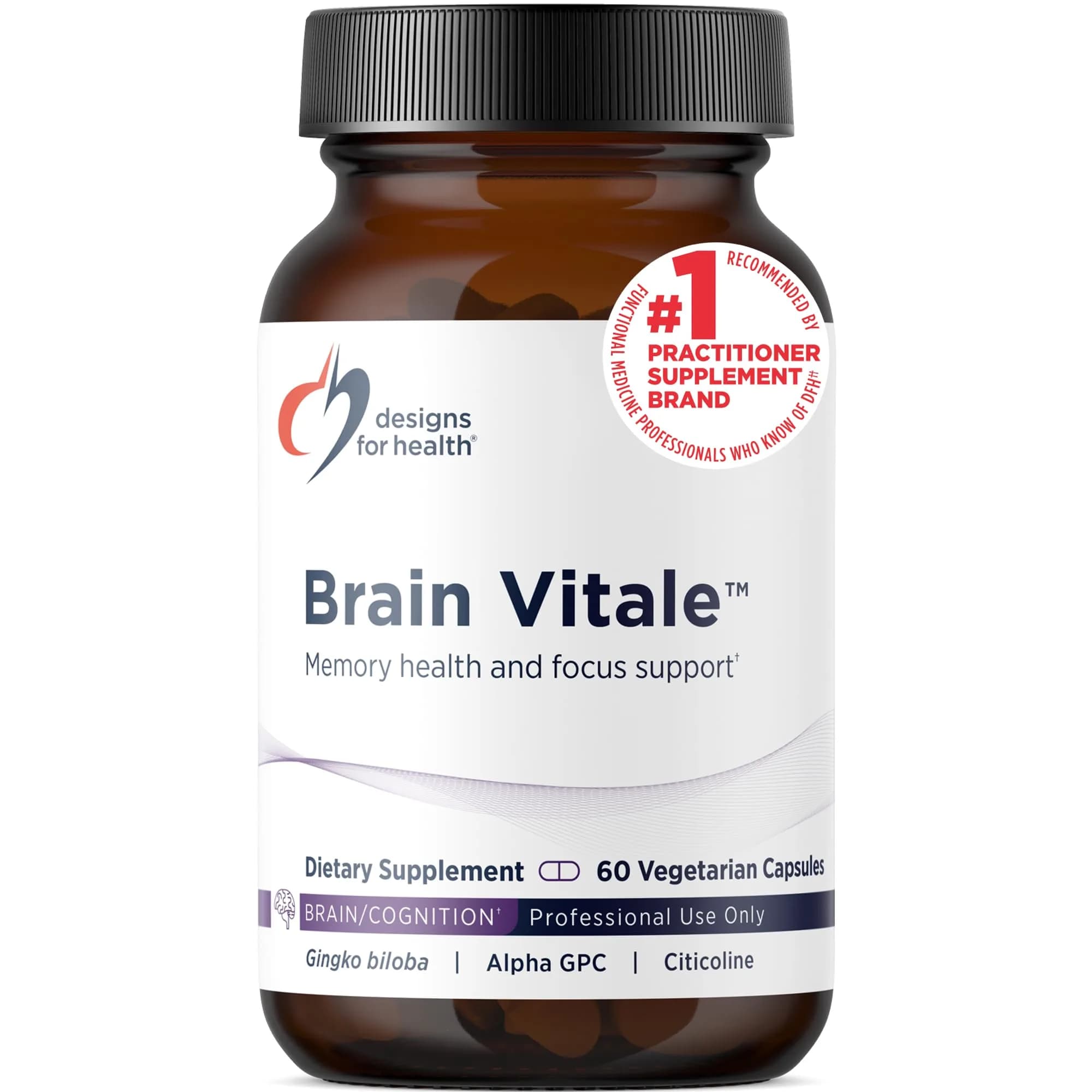 Designs for Health Brain Vitale Supports Focus 60 Capsules | Cognitive & Brain Support