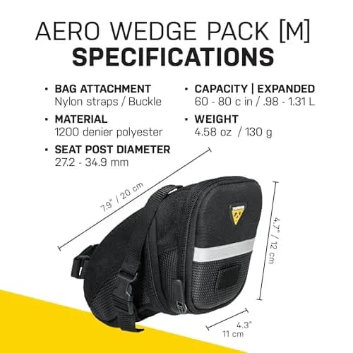 Topeak Aero Wedge Strap Mount Medium Bike Saddle Bag | 1.31L Expandable Storage thumbnail 7