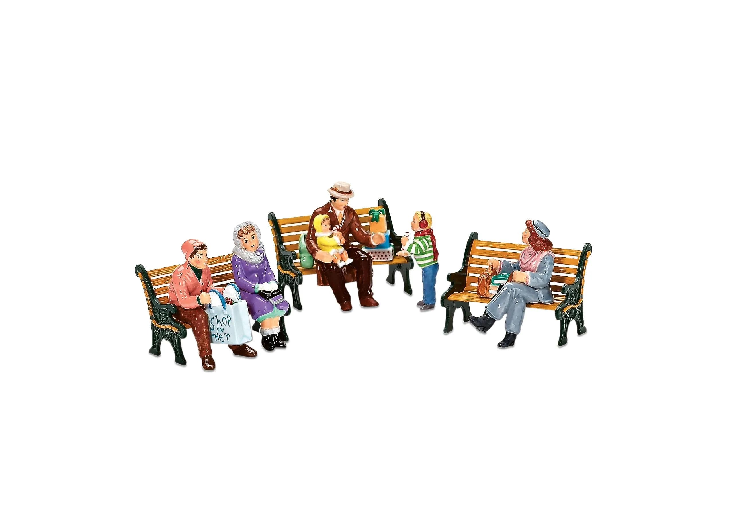 Department 56 Original Snow Village Accessories People Sitting Figurine Set 2.25" H x 0.7" W x 2" L | Hand-Painted Resin for Holiday Decor — Multicolor